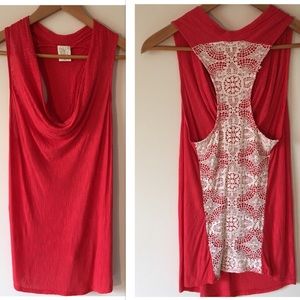 {Ella Moss} Cowl Neck Crochet Tank